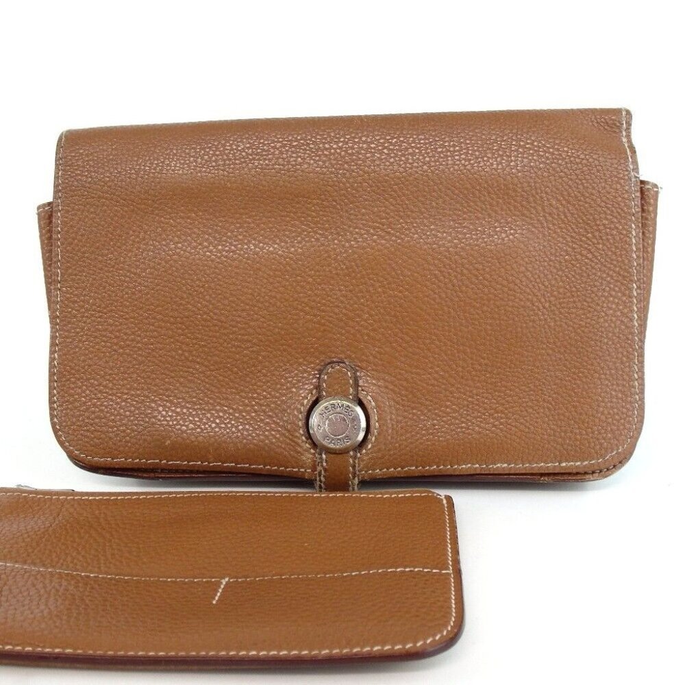AUTH HERMES Dogon Leataher GM wallet